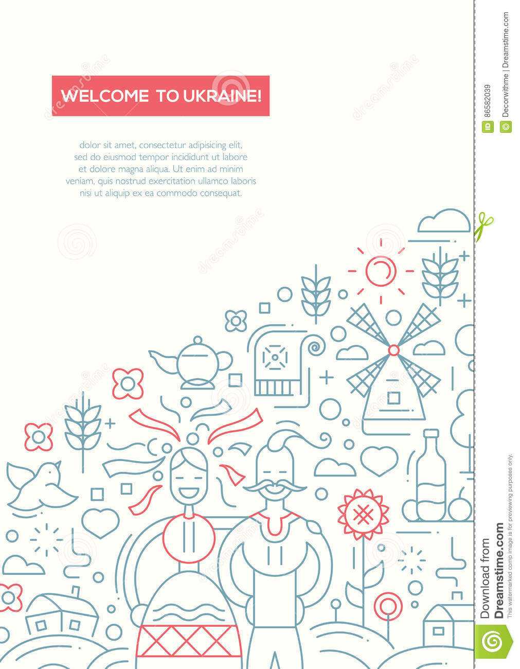 Welcome To Ukraine  Line Design Brochure Poster Template A4 Intended For Welcome Brochure Template