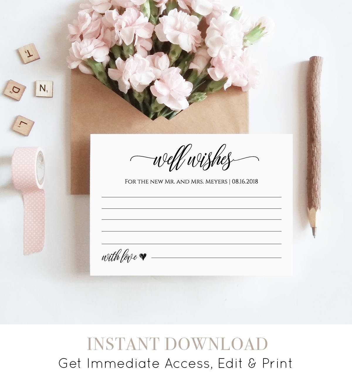 Well Wishes Printable, Wedding Advice Card Template For Inside Marriage Advice Cards Templates