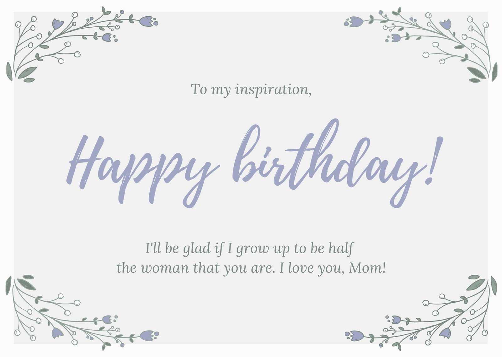 White And Lavender Mom Birthday Card – Templatescanva With Regard To Mom Birthday Card Template