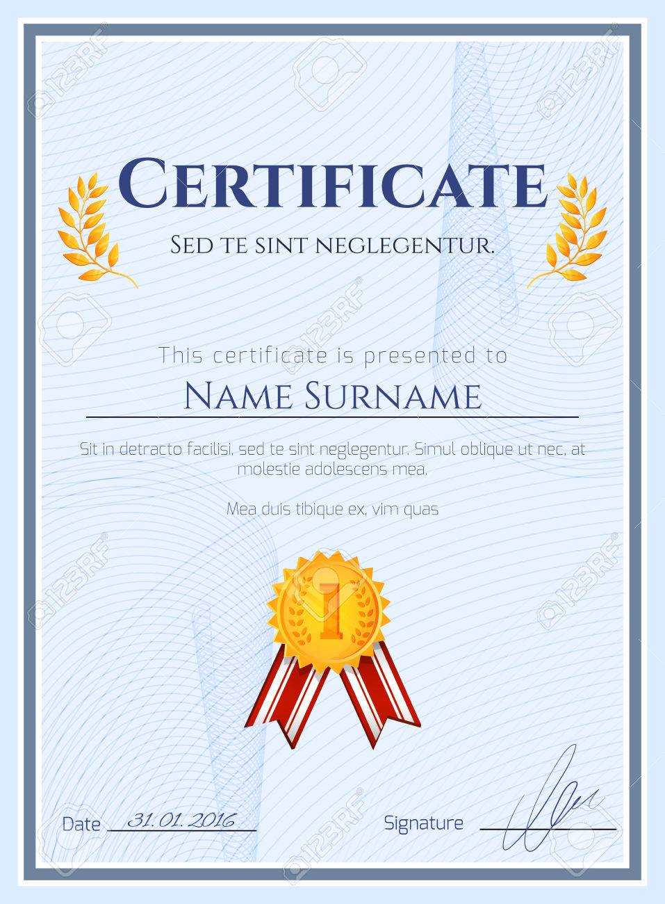Winner Certificate Diploma Template With Seal Award Decoration.. For Winner Certificate Template