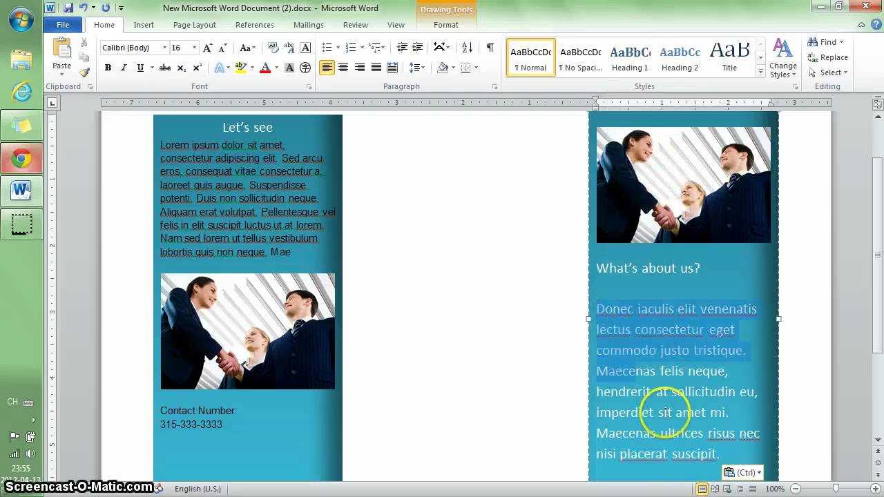 Word 2010 Tutorial: Make A Brochure In 10 Min Throughout Office Word Brochure Template
