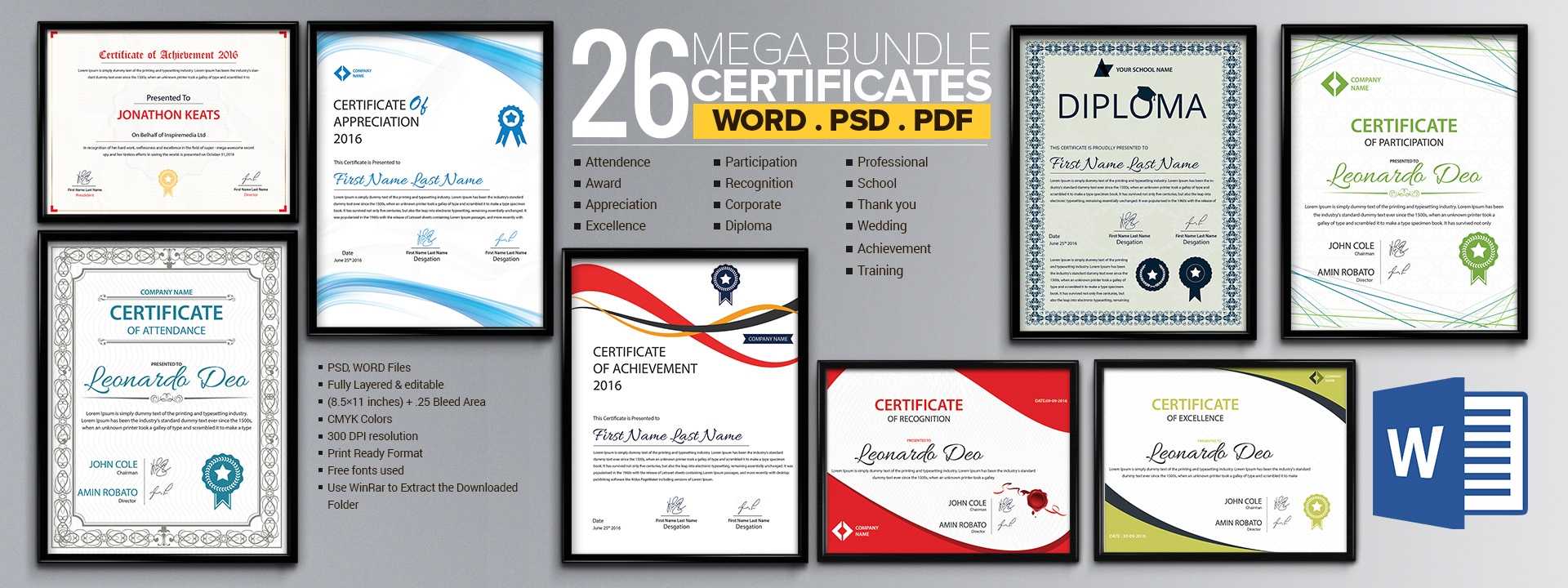 Word Certificate Template - 53+ Free Download Samples Inside Award Certificate Templates Word 2007