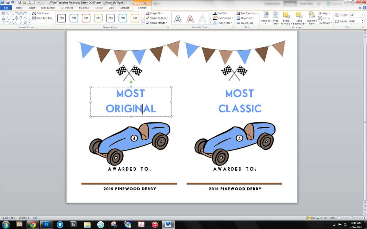 Word Template Pinewood Derby With Pinewood Derby Certificate Template