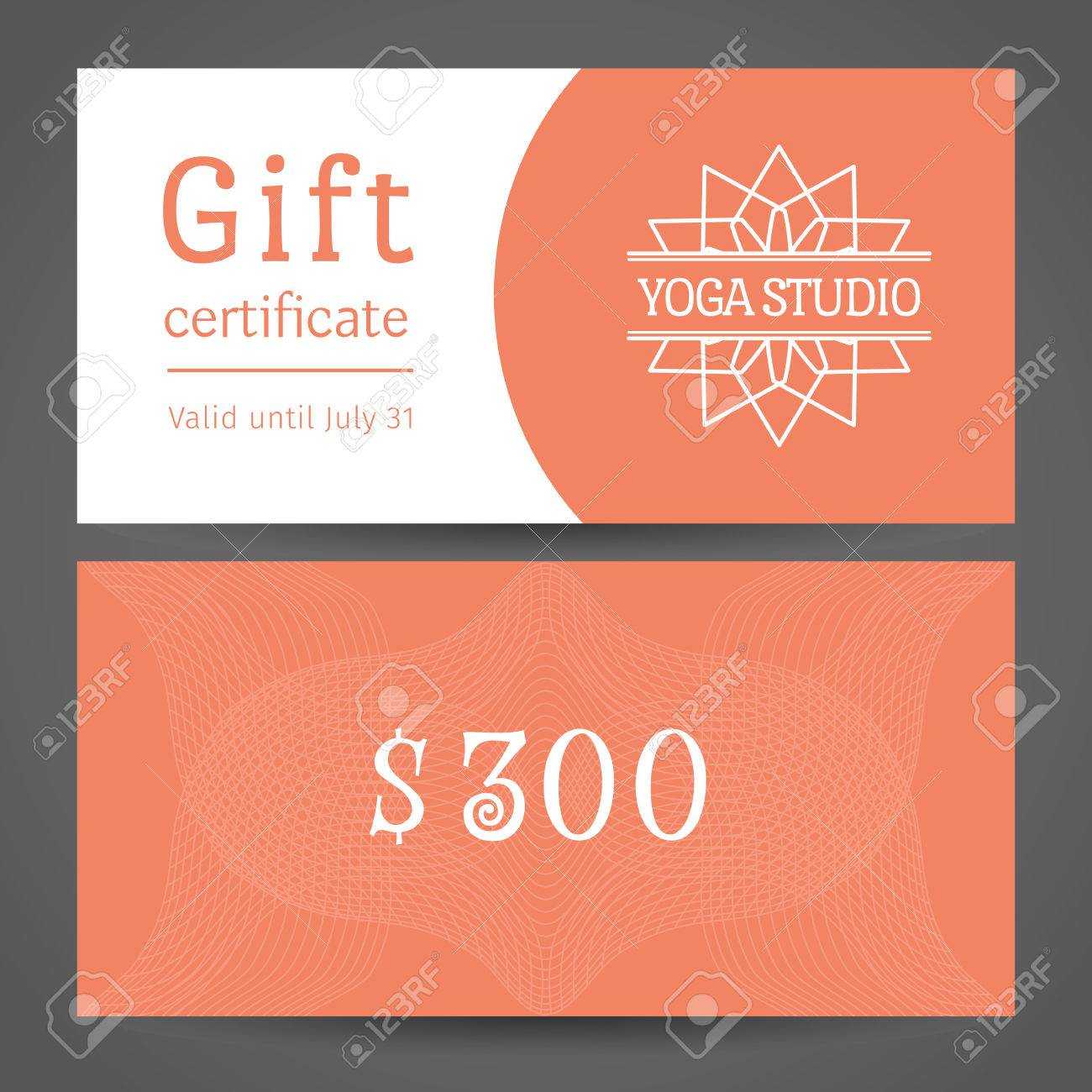 Yoga Ornamental Gift Certificate. Vector Editable Template Include Front  And Back Side For Relax Or Spa Center, Yoga Studio, Healthcare And Within Yoga Gift Certificate Template Free