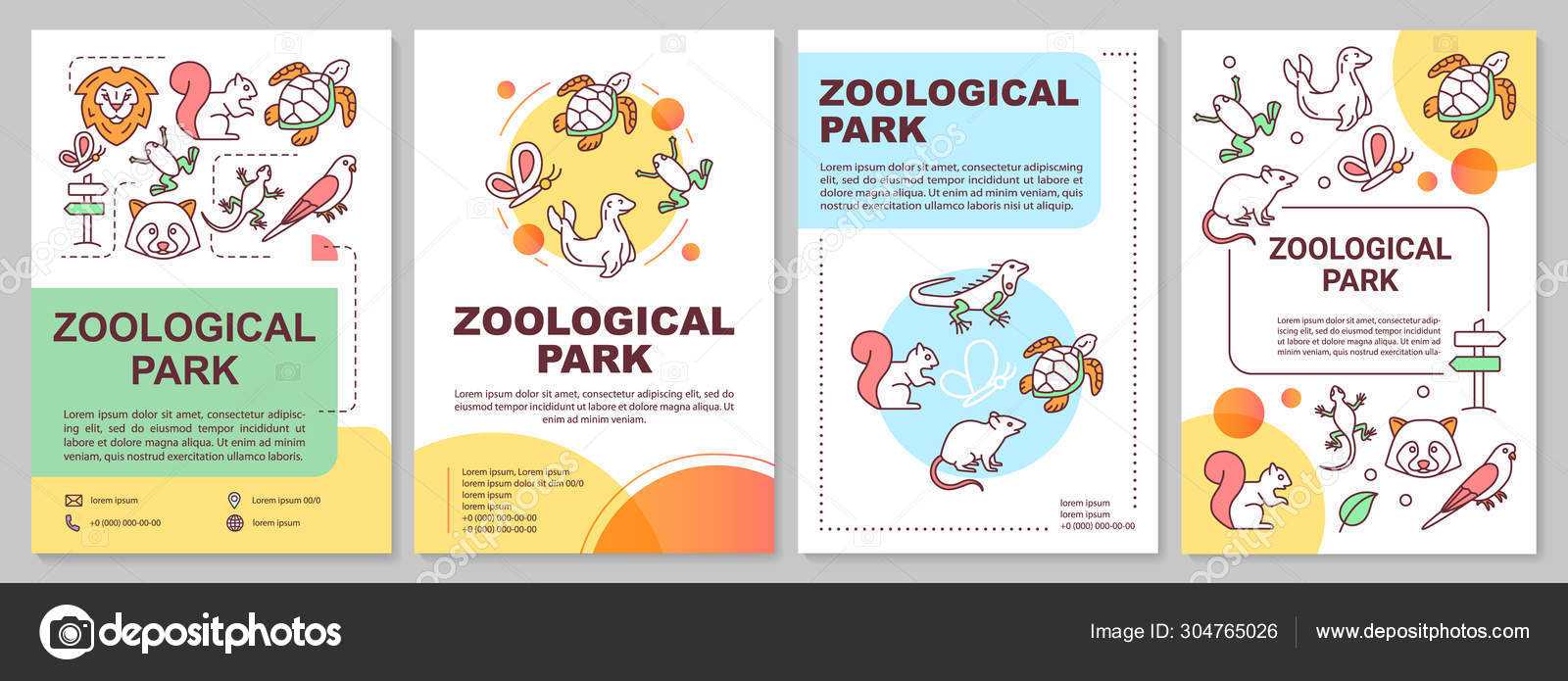 Zoological Park Brochure Template Layout. Zoo Animals. Flyer With Regard To Zoo Brochure Template